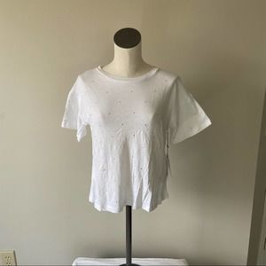 LNA Tele Cotton Rhinestone Studded Short Sleeve Tee #9142